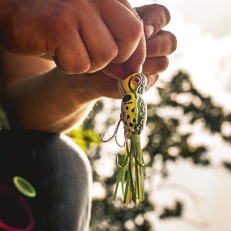 Arbogast Hula Popper Topwater Fishing Lure, Frog Yellow Belly, G730 (1 1/4 in, 3/16 oz) - Image 4